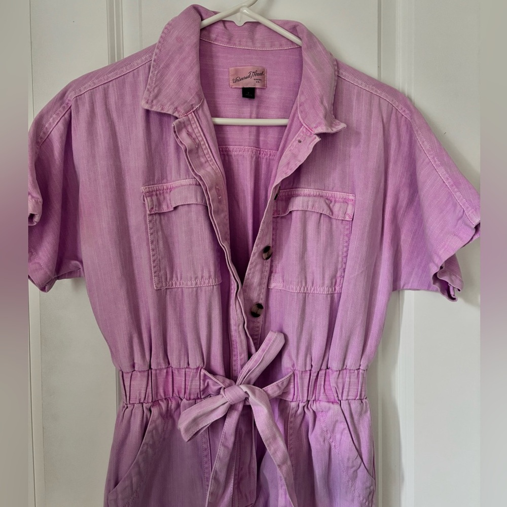 Women’s Purple Short-Sleeve Utility Jumpsuit - Picture 3 of 4
